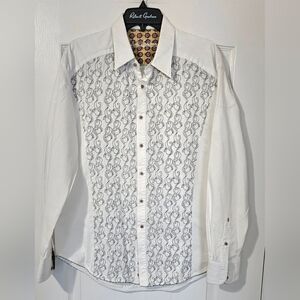Robert Graham White and Black Patterned Men's Shirt Size Large.